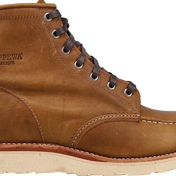 As new men’s Baldwin Chippewa moc toe tan leather wedge boots size 7.5 D - Picture 13 of 16